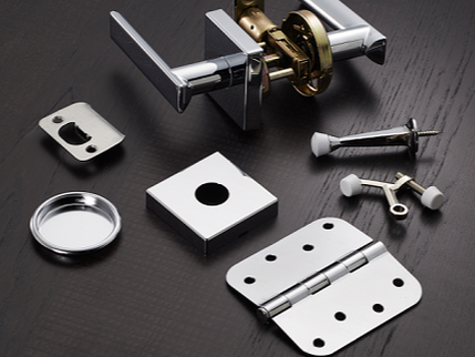 Commercial lever lock, hinge, and door hardware components