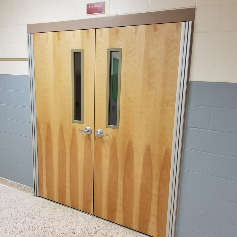 Architectural wood double doors with vision lites - Huron, OH